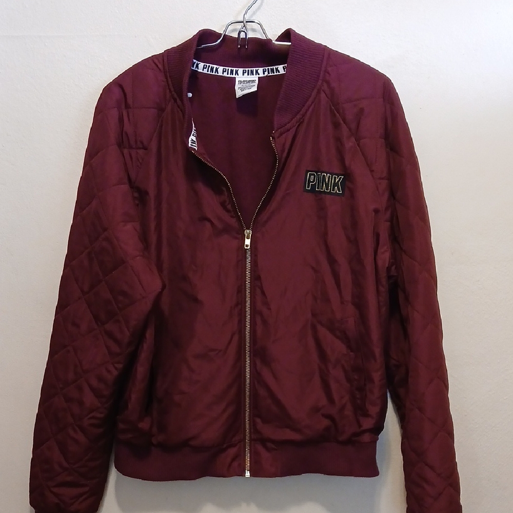 Pink Maroon Quilted Jacket